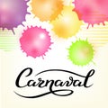 Hand drawn Carnaval lettering logotype, badge, icon. Party, masquerade poster card, invitation. Celebration decorate. Banner Royalty Free Stock Photo