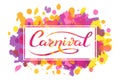 Hand drawn Carnival lettering logotype, badge, icon. Party, masquerade poster card, invitation. Celebration decorate. Banner Royalty Free Stock Photo