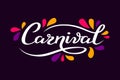 Hand drawn Carnival lettering logotype, badge, icon. Party, masquerade poster card, invitation. Celebration decorate. Banner Royalty Free Stock Photo