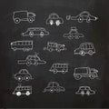 Hand Drawn cars on a chalkboard