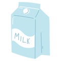 Hand drawn carton of milk. Vector illustration of dairy product in cartoon flat style Royalty Free Stock Photo