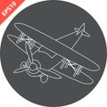 hand drawn cartoon biplane design vector icon flat isolated illustration Royalty Free Stock Photo