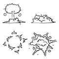 Hand drawn Cartoon bomb explosion. Dynamite explosions, danger explosive bomb detonation and atomic bombs cloud comics. Bomb Royalty Free Stock Photo