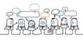 Cartoon business people with protection masks and social network