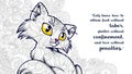 hand drawn cartoon cat doodle with quote for adult coloring page