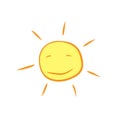 Hand drawn cartoon cute shinny sun