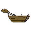 hand drawn cartoon doodle of a wooden row boat Royalty Free Stock Photo