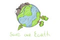 Hand drawn cartoon earth