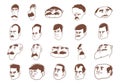 Hand Drawn Cartoon Face Design Element Set Royalty Free Stock Photo