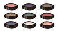 Hand Drawn Cartoon Fashion Illustration Makeup Tools Eyes Shadows. Vector Set Drawing Beauty Product Eyeshadow. Art Work Royalty Free Stock Photo