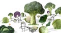 Cartoon Gardeners working in a Fantasy Cabbages Garden Royalty Free Stock Photo