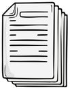 Hand drawn cartoon illustration of a stack of paper documents Royalty Free Stock Photo