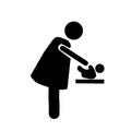 hand drawn cartoon illustration symbol of a mother or girl caring for a baby in the rest room icon