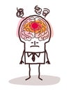 Cartoon Man with big Brain and Fever Royalty Free Stock Photo