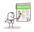 Cartoon Man Looking for a House in a Real estate Newspaper Royalty Free Stock Photo