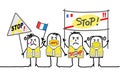 Cartoon Protesting People against French Government - Yellow Jackets