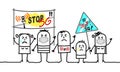 Cartoon Protesting People against 5G Development