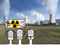 Cartoon Protesting People against Nuclear Power Stations