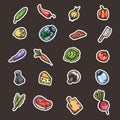 Hand drawn cartoon seamless pattern of food and kitchen stuff. Royalty Free Stock Photo