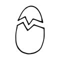 Hand drawn cartoon simple broken egg for Easter. Doodle vector illustration in cute style Royalty Free Stock Photo