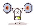 Cartoon Strong and sporty Boy with big Weights