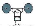 Cartoon Strong and sporty Girl with big Weights