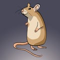 Hand-drawn cartoon-style cute smiling rat standing on the back legs Royalty Free Stock Photo