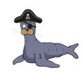 Hand-drawn cartoon style sea lion Royalty Free Stock Photo