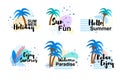 Hand Drawn Cartoon Summer Cards and Banners Set Royalty Free Stock Photo