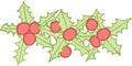 Hand-drawn cartoon vector holly branch pattern