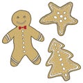 Hand-drawn cartoon vector set of gingerbread