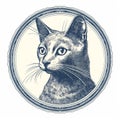 Hand Drawn Cat Portrait In Egyptian Iconography Style