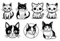 Hand Drawn Cat Set: Cute Cat Illustrations of Different Styles for Graphic Design, Generative AI