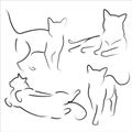 Hand drawn cats set