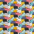 Hand drawn cats vector pattern. Doodle art.