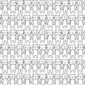 Hand drawn cats vector pattern. Doodle art.