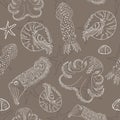 Hand drawn cephalopods seamless pattern