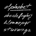 Hand drawn chalk alphabet, font, isolated letters