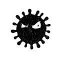 Hand drawn chalk angry corona virus