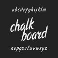 Hand drawn chalk board alphabet font. Lowercase letters.