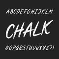 Hand drawn chalk board alphabet font. Uppercase letters.