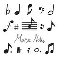 Vector Hand Drawn Music notes Royalty Free Stock Photo