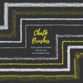 Hand drawn chalk vector brushes with inner and outer corner. Chalk brush, divider, border. Royalty Free Stock Photo