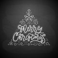 Hand Drawn Chalkboard Merry Christmas Tree