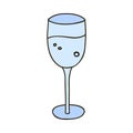 Hand drawn champagne glass with alcohol in it with bubbles. Holiday beverage for stickers, planners, scrap elements, social media