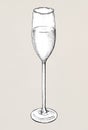 Hand drawn champagne glass gray scale