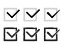 Hand drawn check marks or ticks confirm icons set Royalty Free Stock Photo