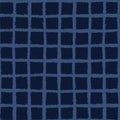 Hand Drawn Check Pattern Seamless Vector Pattern. Indigo Blue Grunge Royalty Free Stock Photo