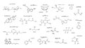 Hand Drawn Chemistry Formula Set, Sketched Molecule Formulas