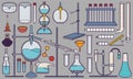 Hand drawn chemistry and laboratory tools doodle set Royalty Free Stock Photo
